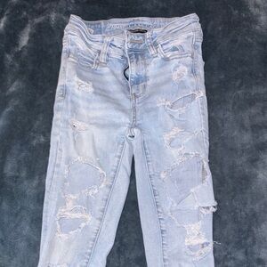 American Eagle Outfitters Distressed Light Blue Skinny Jeans